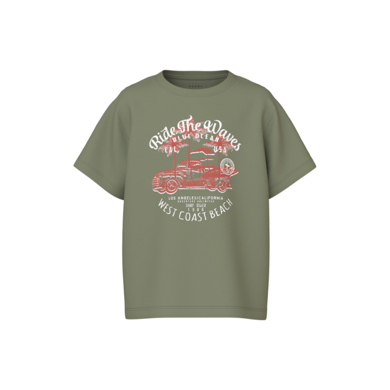 Løs T-shirt Vagno Oil Green fra Name It - Sejt design!