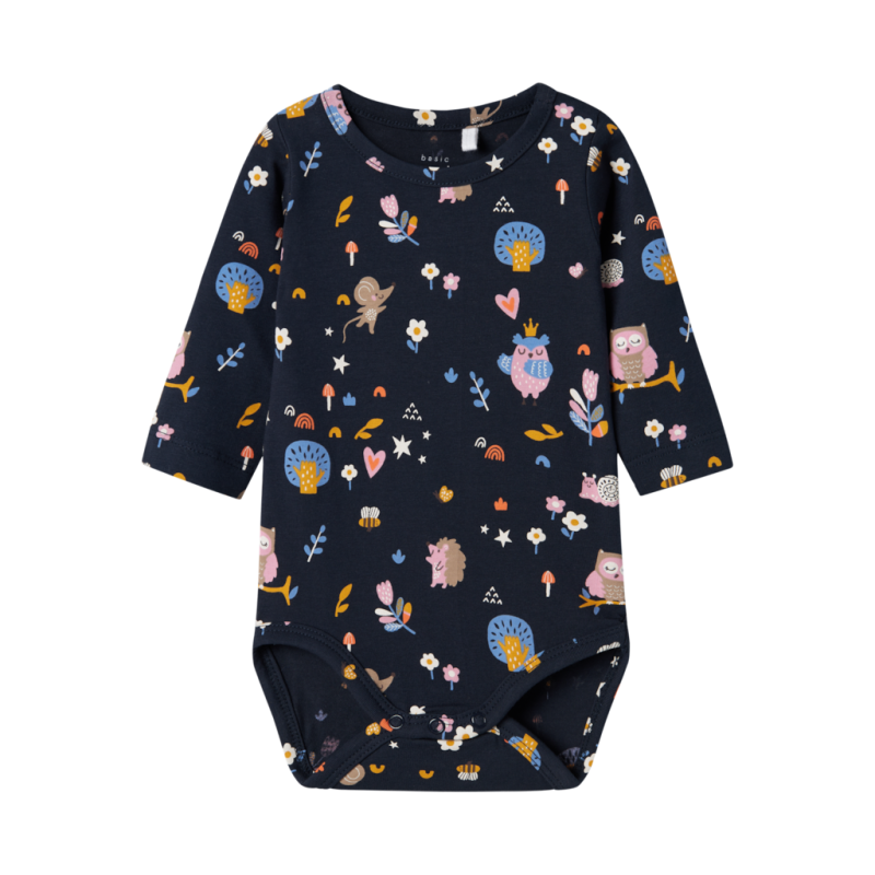 Langærmet Body med Fugleprint - Vandora Dark Sapphire