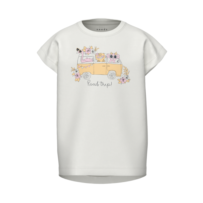 Sød T-shirt med dyreprint fra Name It - Hvid