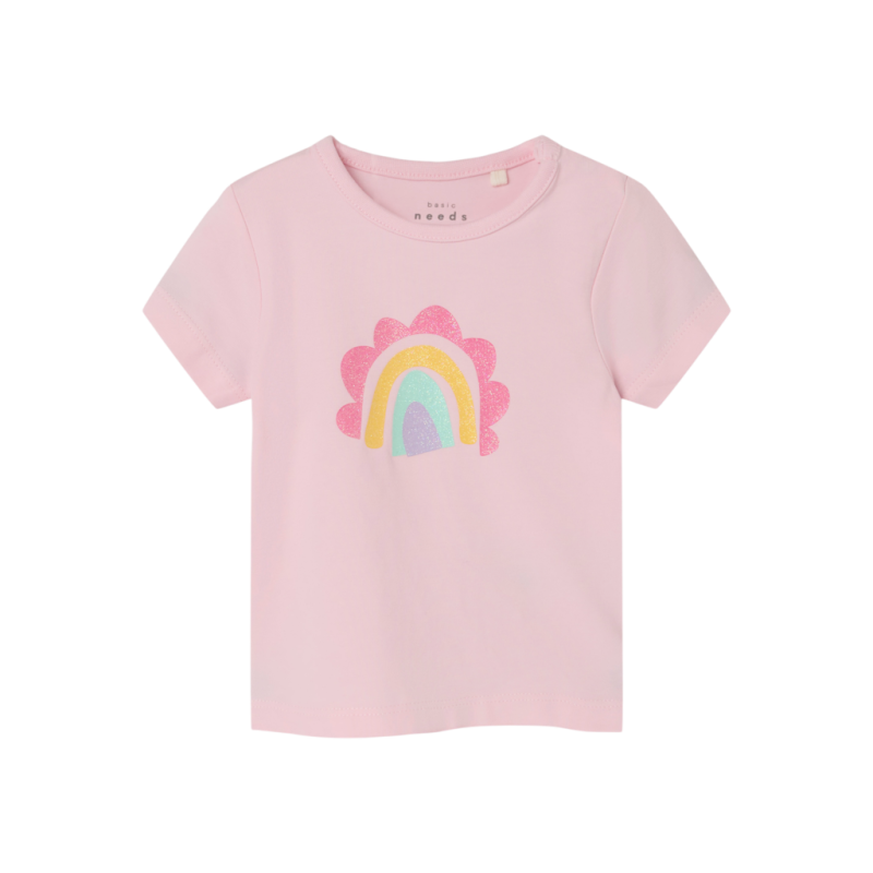 Sød T-shirt med regnbueprint fra Name It - Pink Rainbow