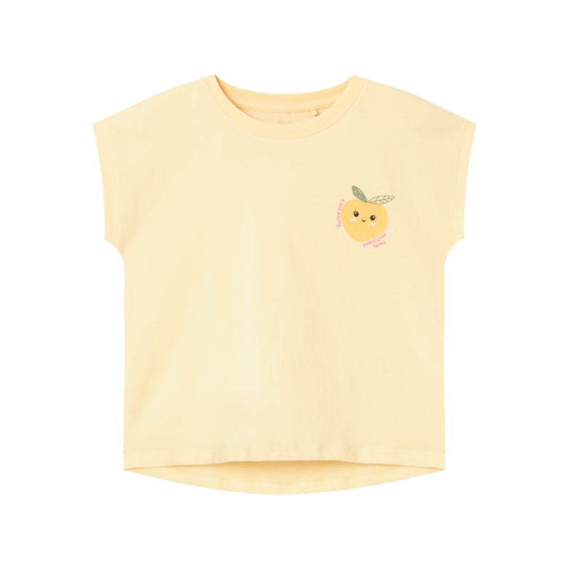 Sød gul T-shirt med print fra Name It til piger