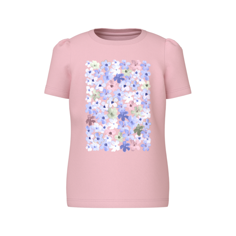 Flot T-shirt med blomsterprint til piger - Hellas Parfait Pink