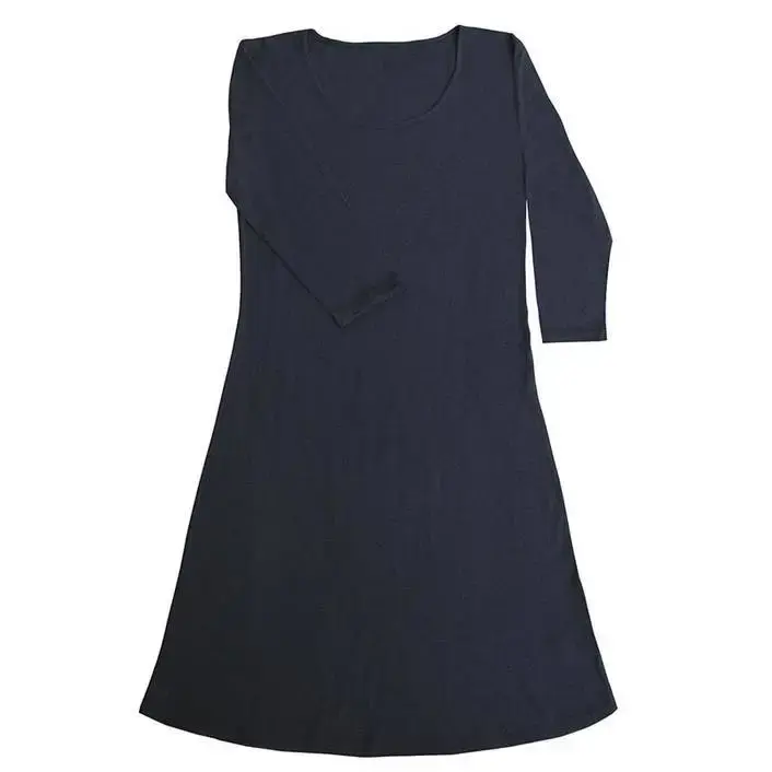 Lang Uldkjole med 3/4 Ærmer - Navy fra Joha Dame