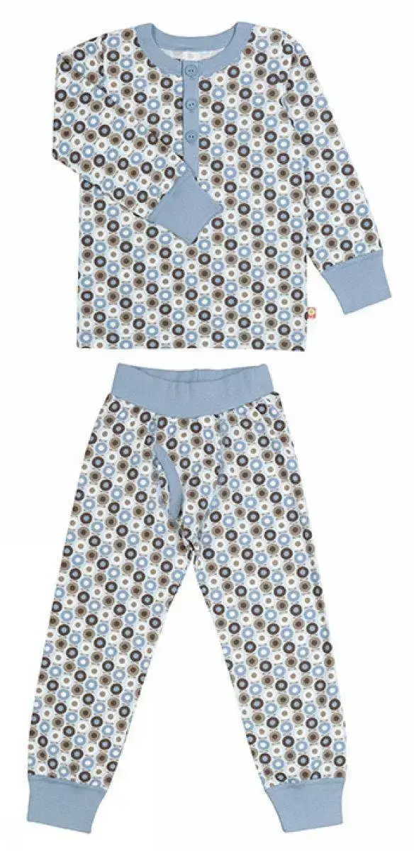 Pyjamas Sæt med Miniæbler i Brun og Lyseblå fra Katvig