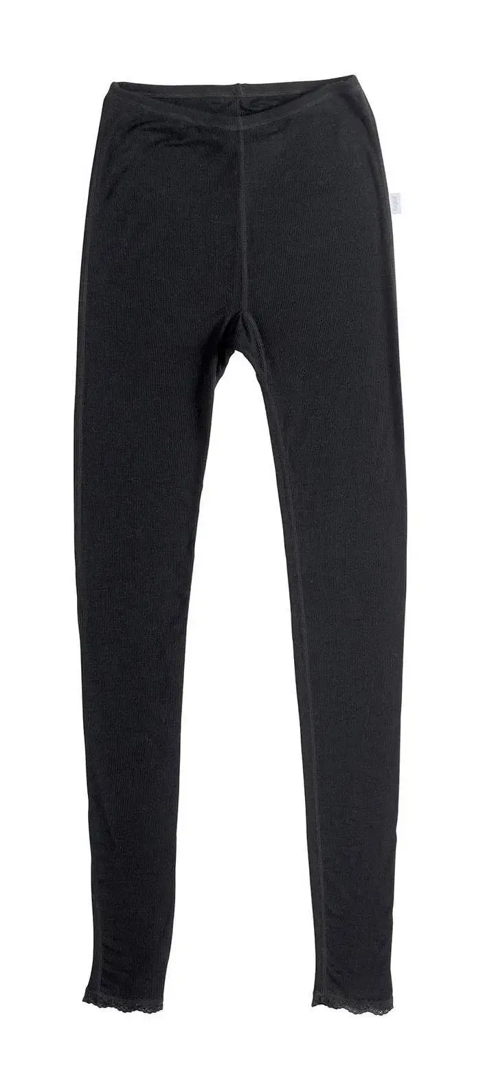 Leggings i Sort Uld med Blondekant fra Joha til Dame