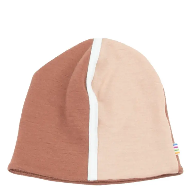 Dobbeltlags hue i rosa brun uld fra Joha