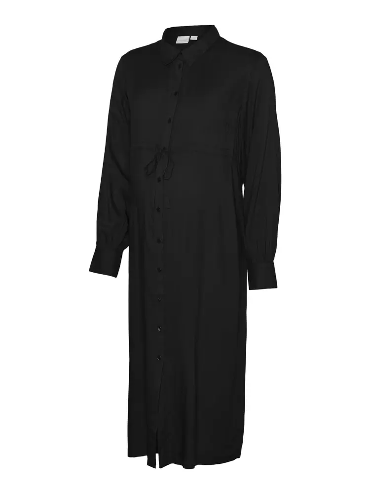 Iman Lia Langærmet Midi Kjole   Black   S fra Mamalicious