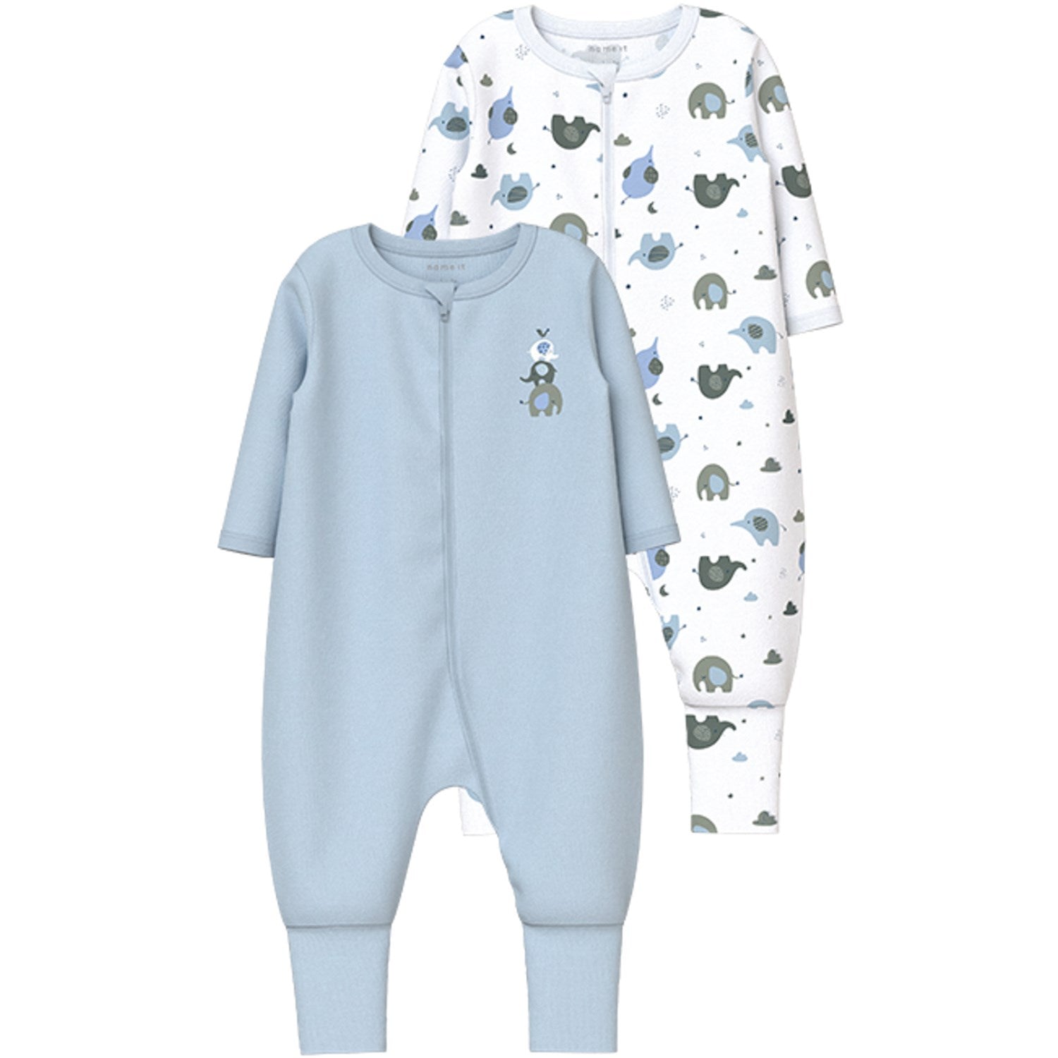 Baby Blue Natdragt 2-Pak med Elefantmotiv