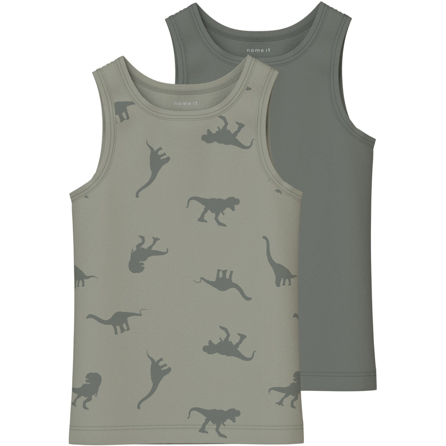 Agave Grøn Tank Top 2-Pak med Dino Print - Fantastisk Tilbud!