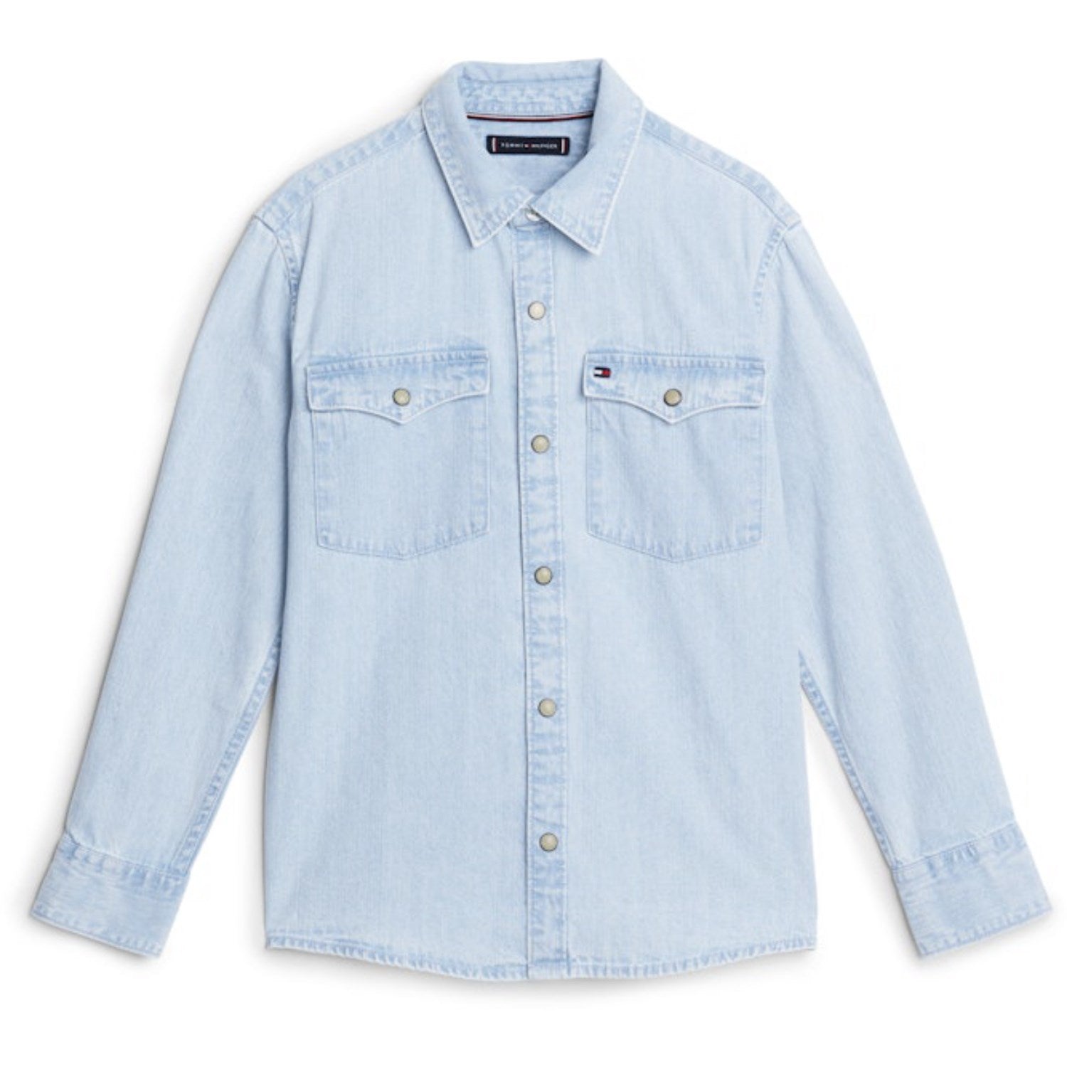 Denim Skjorte i Mid Wash fra Tommy Hilfiger - 100% Bomuld