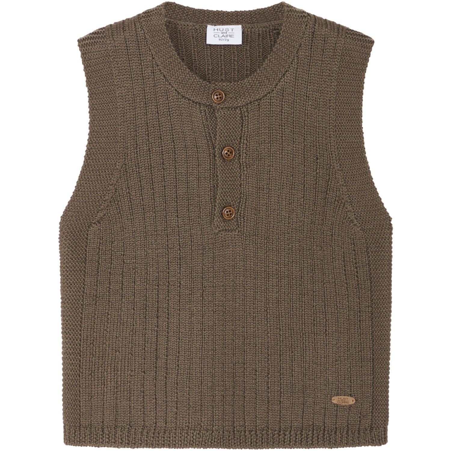 Kaffefarvet Baby Edi Vest fra Hust & Claire - Blød og Stilfuld