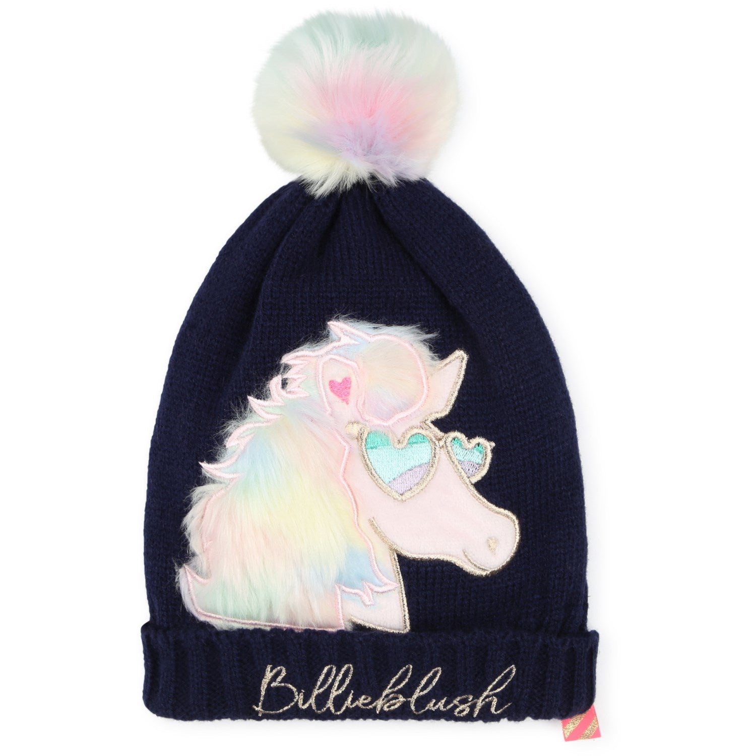 Billieblush Navy Huer med Farverig Pompon til Børn