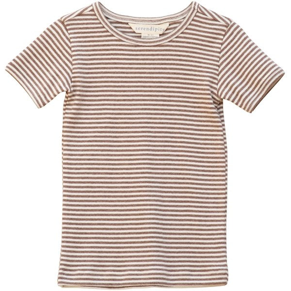 Acorn Offwhite Stribet T-shirt i Økologisk Bomuld