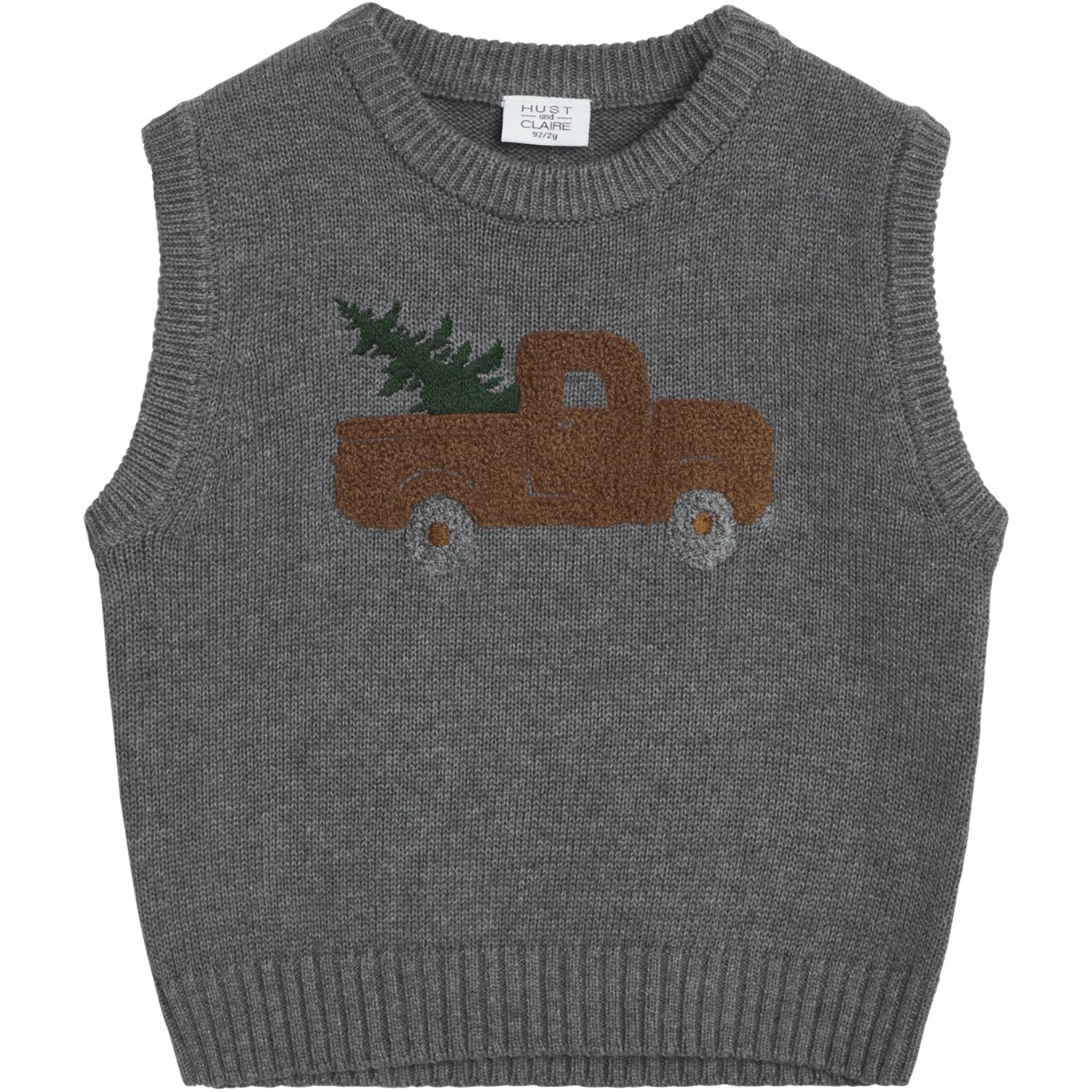 Hust & Claire Grey Mist Melange Strikket Vest til Børn