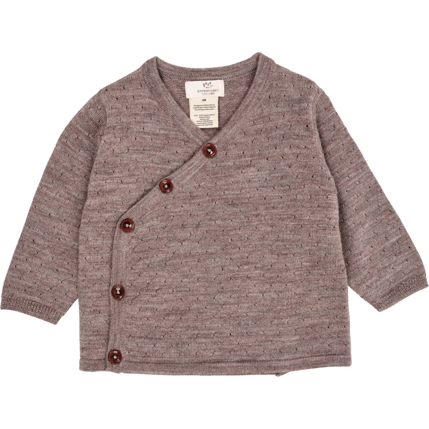 Natural Melange Merino Crossover Cardigan M. Hulmønster   Str. 50 fra Copenhagen Colors
