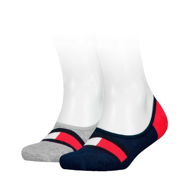2 Pak Footie Strømper fra Tommy Hilfiger - Blå og Grå