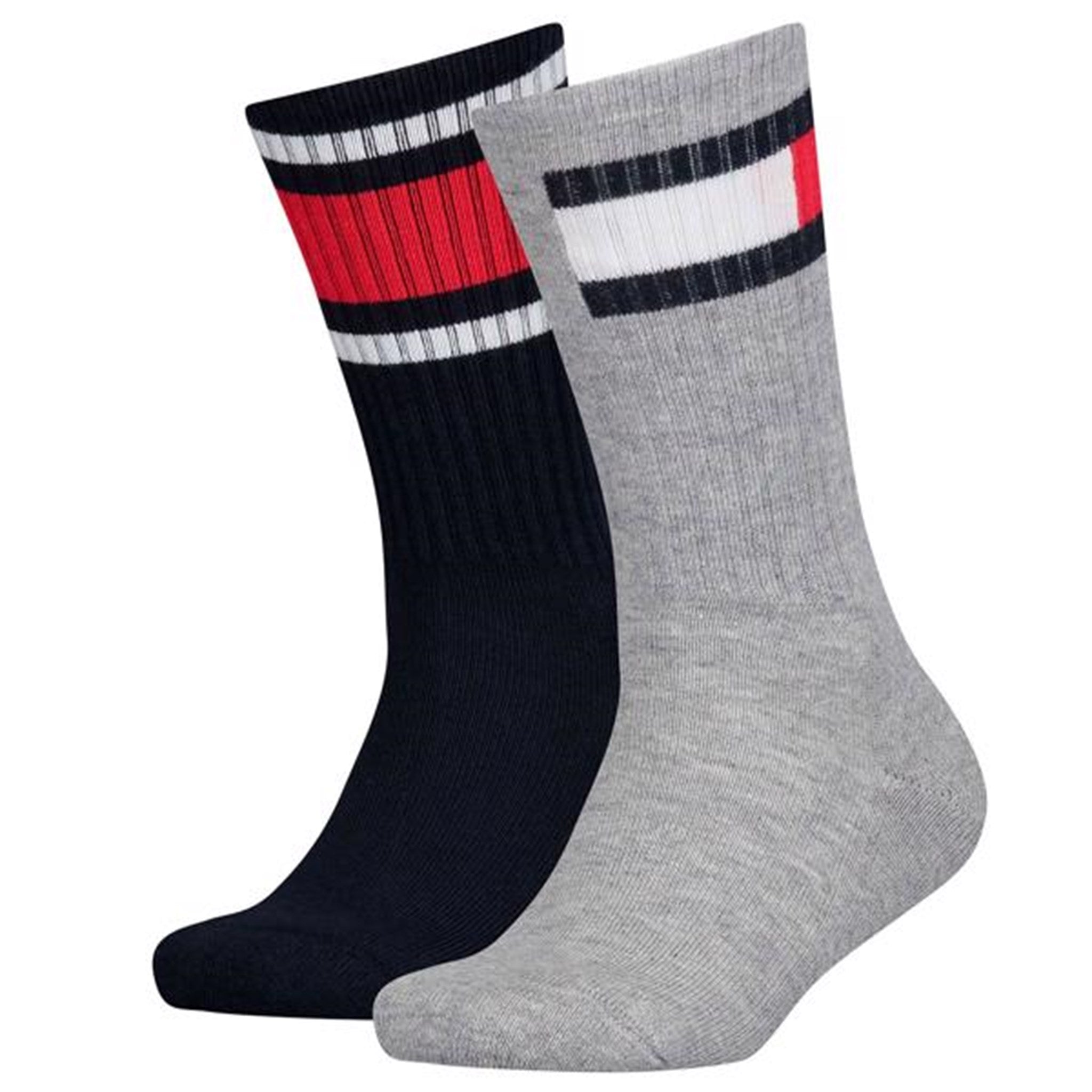 2 Pak Flag Strømper i Mellem Grå fra Tommy Hilfiger