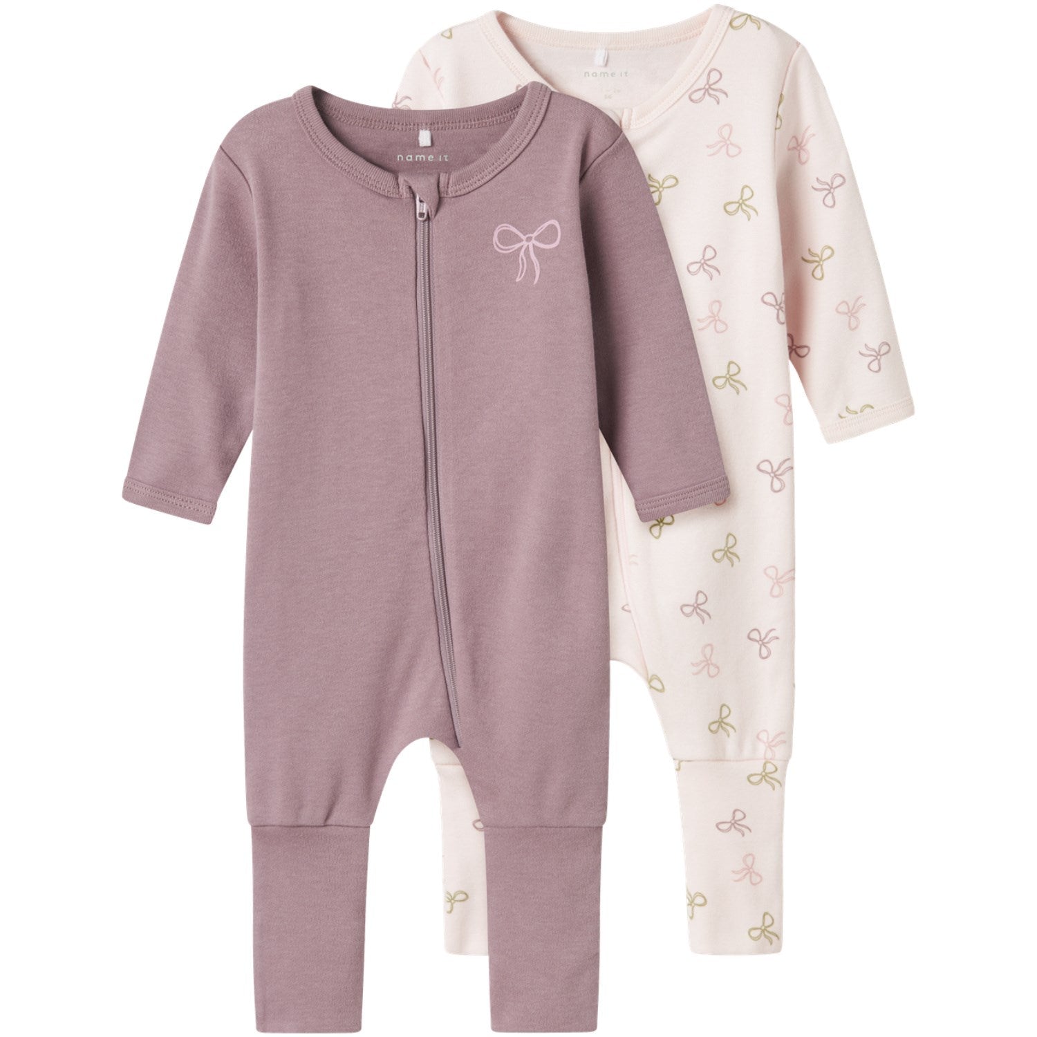 Barely Pink Natdragt 2 Pak Zip Pink Bow Noos   Str. 50 fra Name It