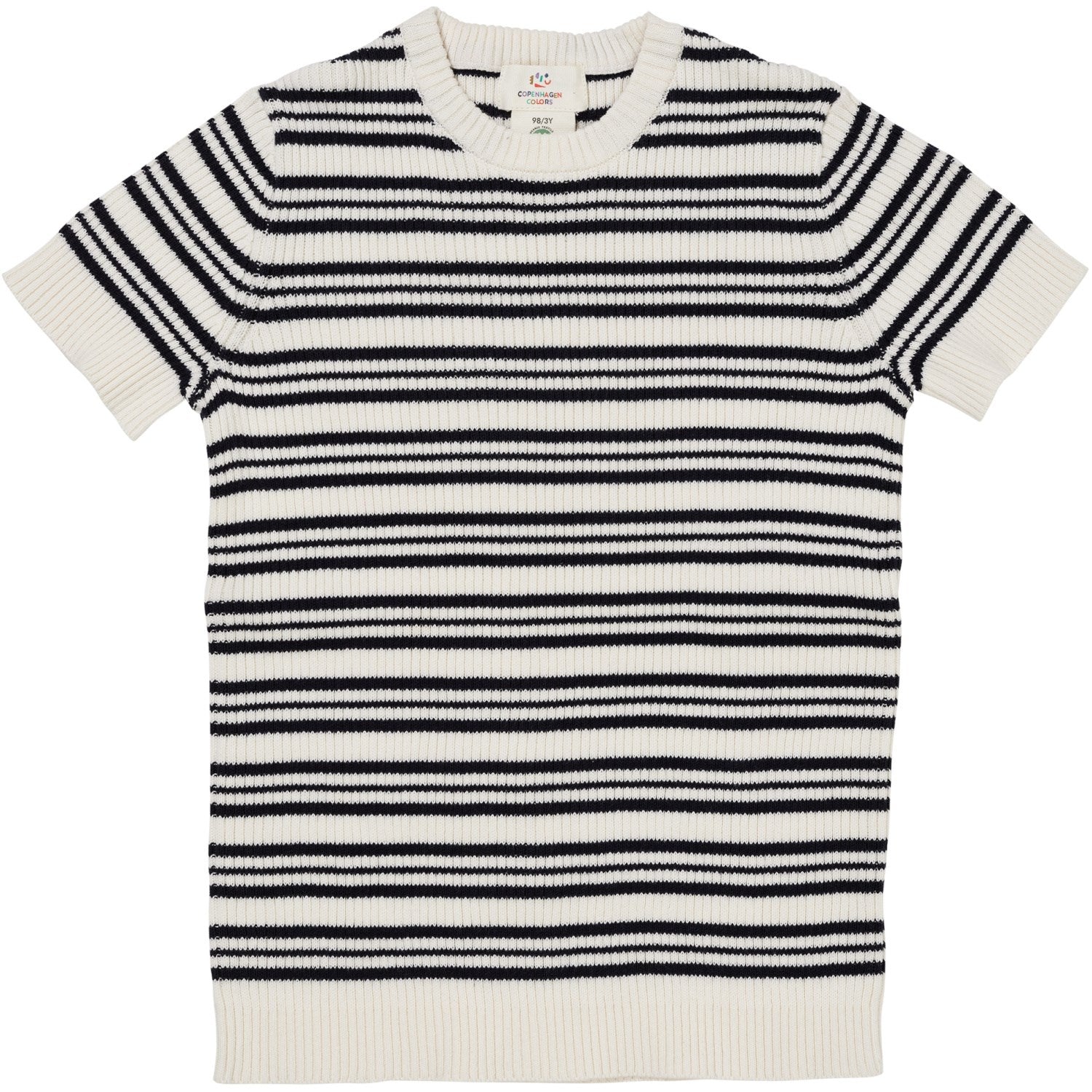 Navy Stripe Strikket Rib T Shirt   Str. 86 fra Copenhagen Colors