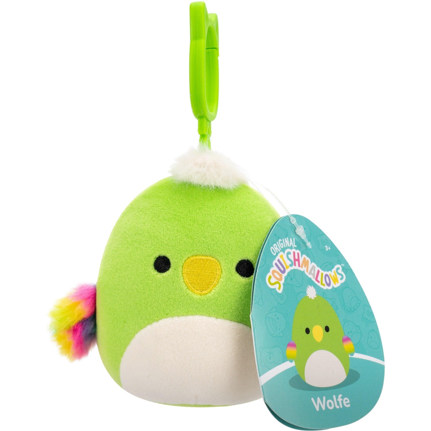 9 Cm P22 Clip On Wolfe Green Parrot fra Squishmallows