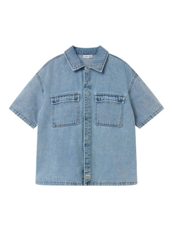 Kortærmet Denim Skjorte Half Light Blue Denim fra Name It