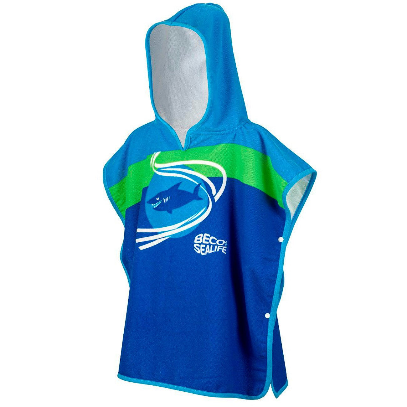 Blå Sealife® Badeponcho til Børn - Hurtigttørrende!