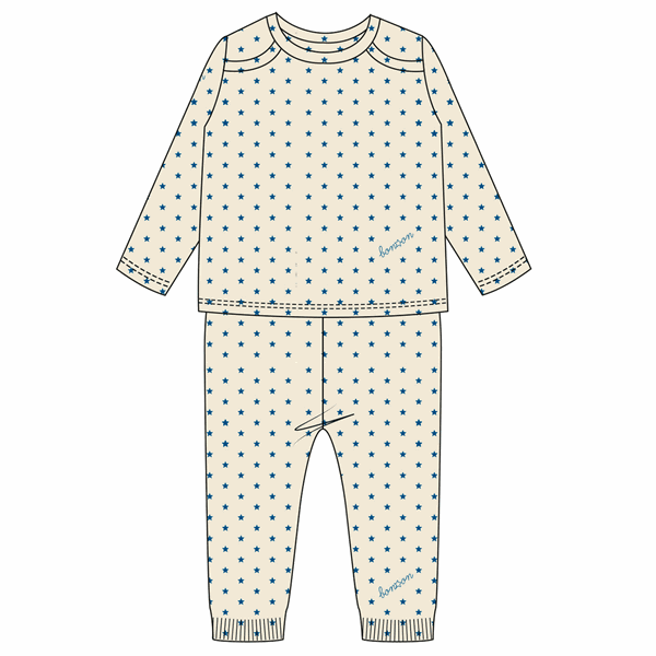 Semi Ciel Pyjamas Sæt med Stjerner - 6 år