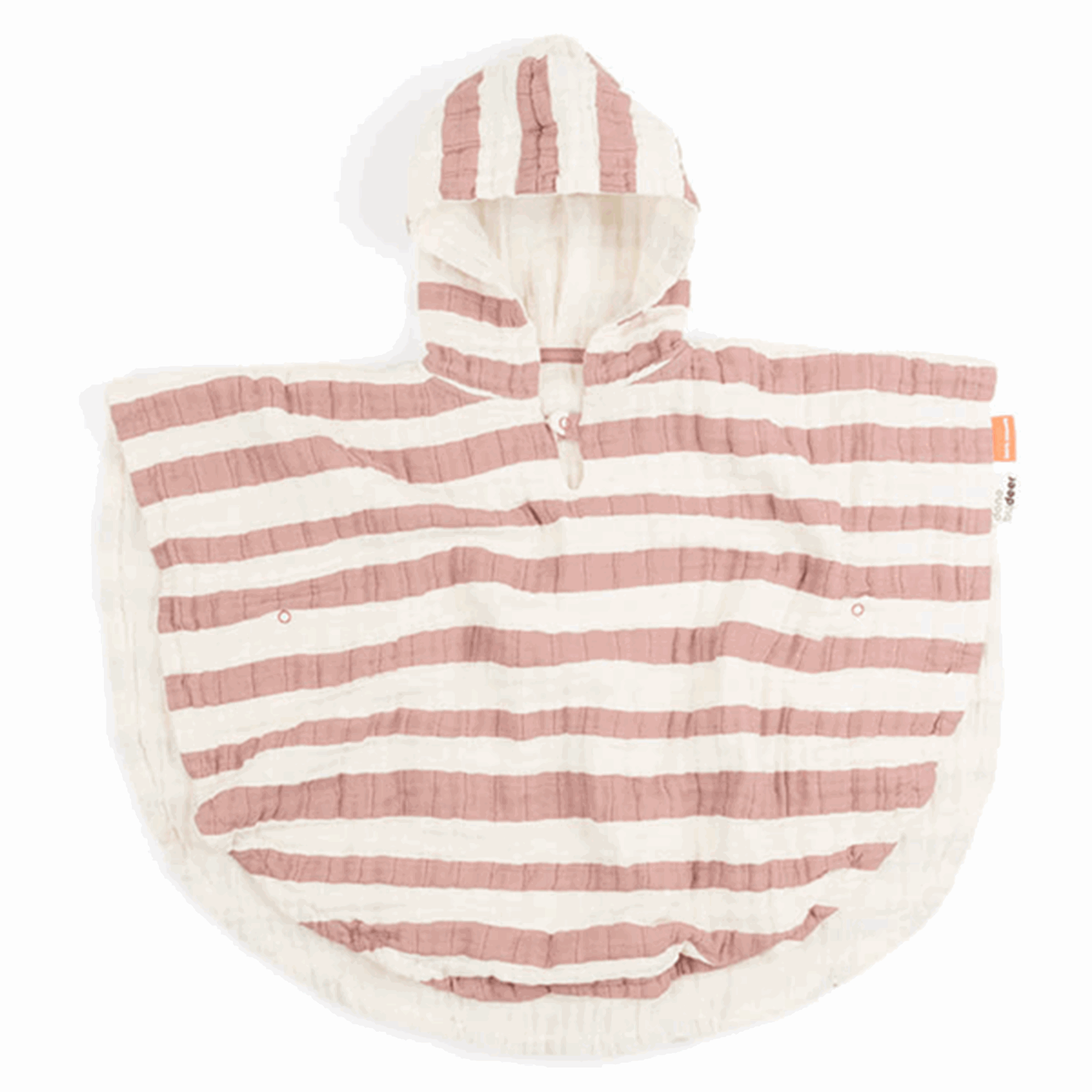 Done By Deer Badeponcho i GOTS Stripes Powder - Økologisk