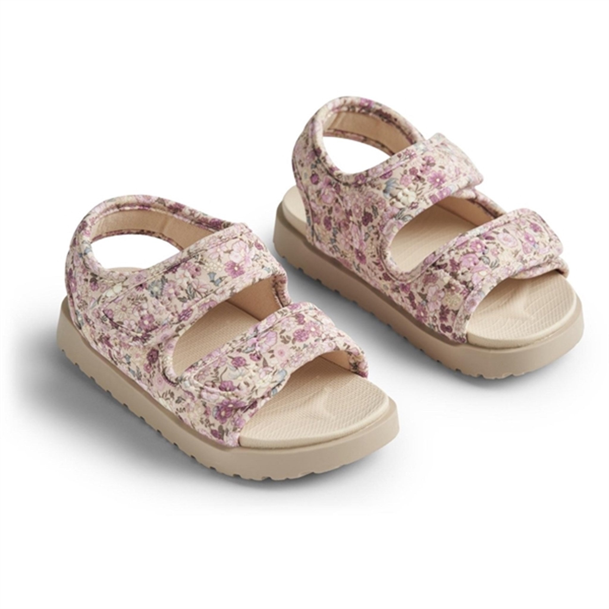 Åben Tå Sandal med Blomsterprint - Komfortabel Velcro