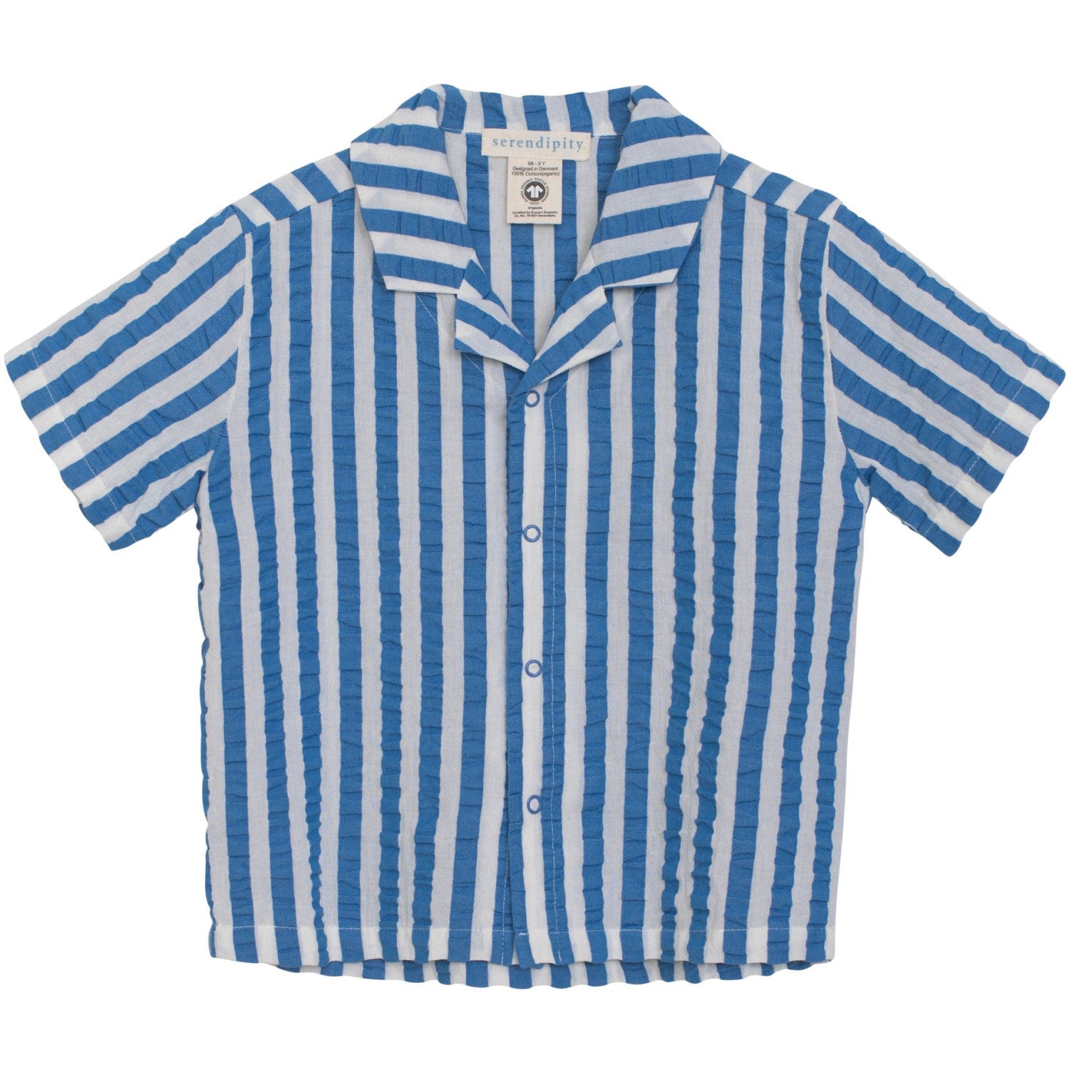 Azur Stripe Kort Sleeve Skjorte   Str. 104 fra Serendipity