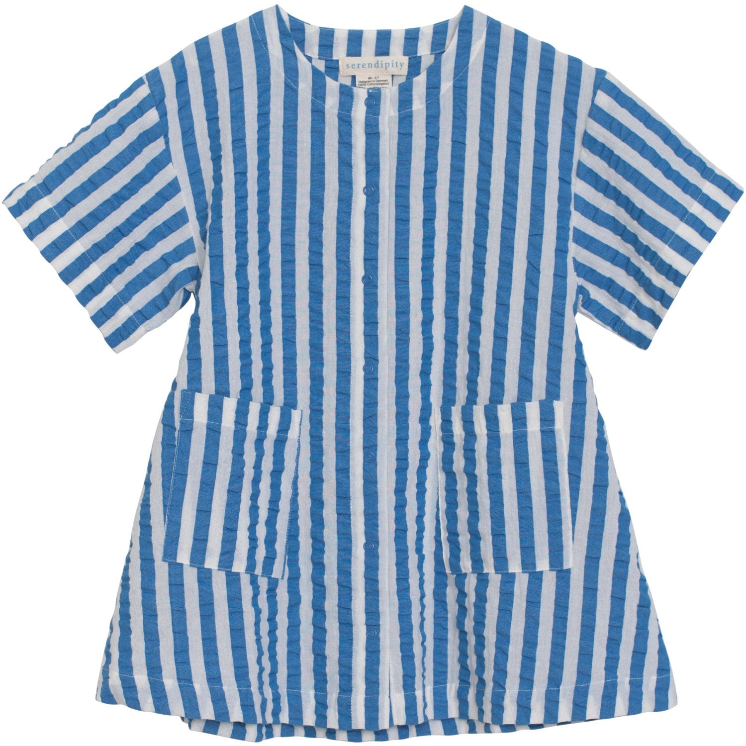 Azur Stripe Knap Kjole   Str. 104 fra Serendipity