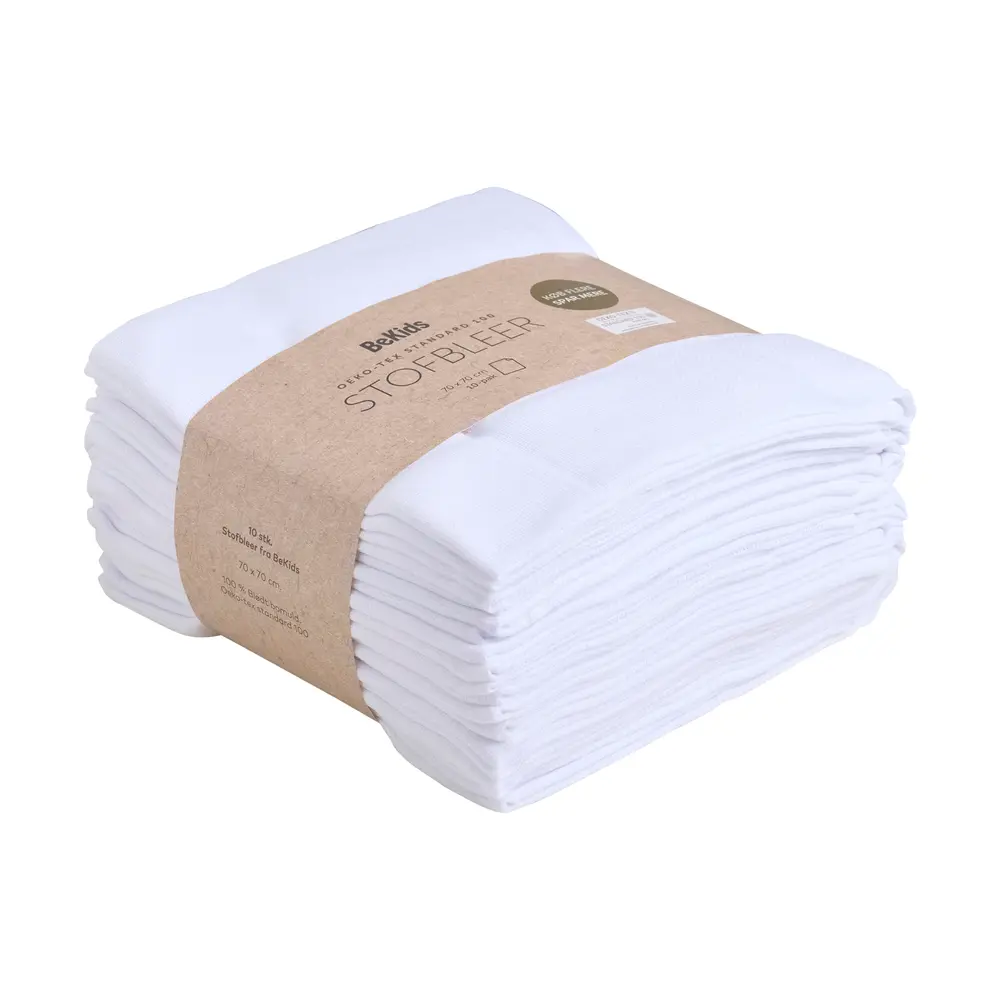 10 Pak. Stofbleer 70x70 Cm.   Bright White fra Bekids