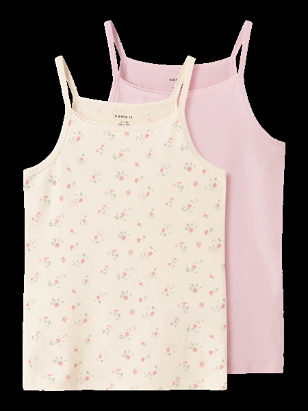 2 Pak Strop Top Flower Turtledove fra Name It