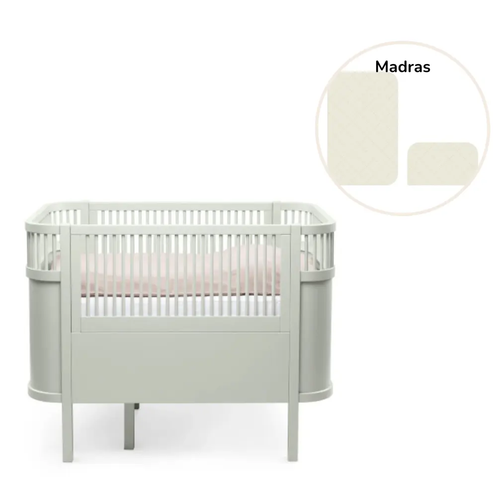 Sebra Baby & Jr. Seng i Mist Green med Madras