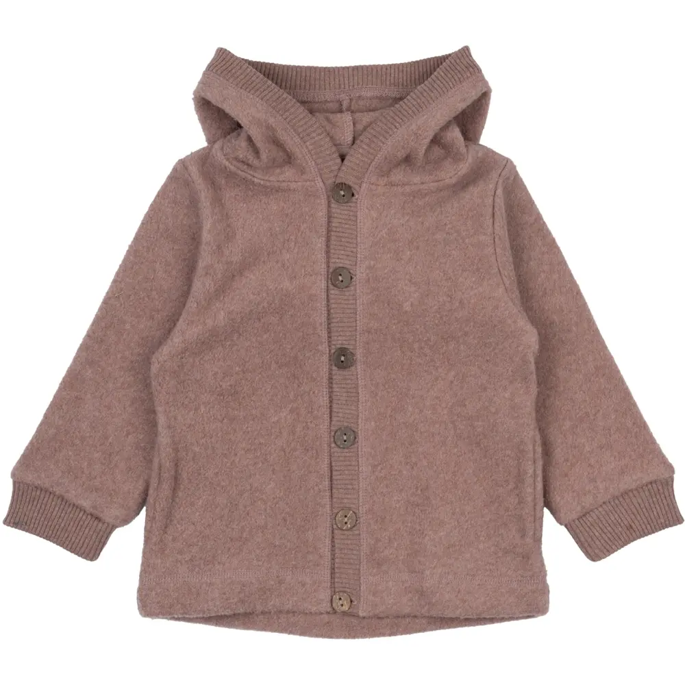 Bomuld Fleece Cardigan med hætte - BURLWOODME - 9 MDR.
