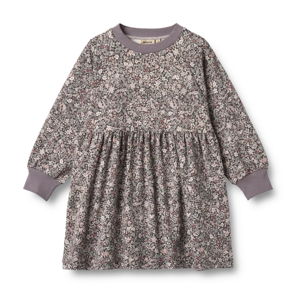 Dorthea Jersey Kjole - Purple stone flowers - 4 ÅR