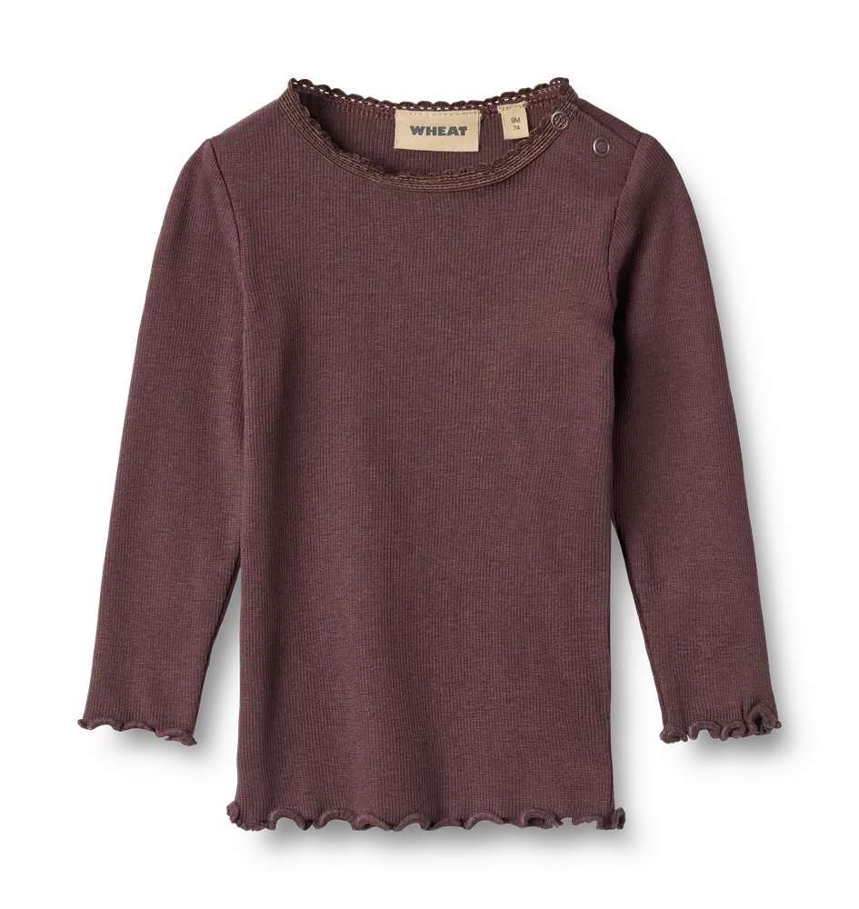 Lace Rib Langærmet T-Shirt - 18 MDR.