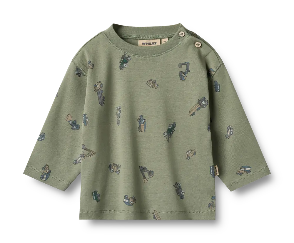 Malthe T-shirt Langærmet - Dusty green cars - 3 MDR.