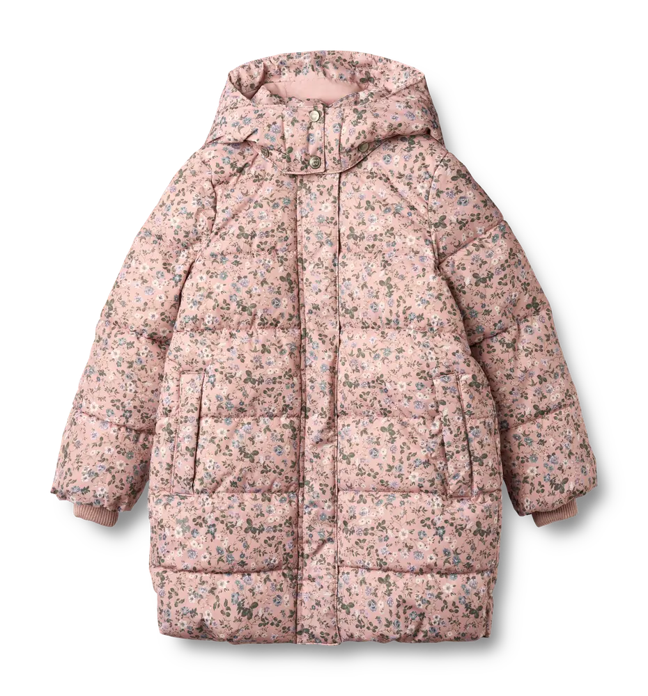 Yrsa Puffer Jakke - Rose powder flowers - 4 ÅR