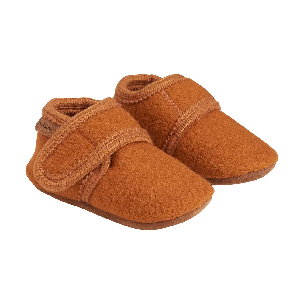 Baby wool slippers - Leather Brown - 17-18