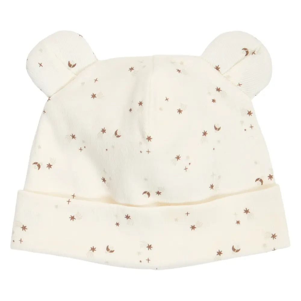 Sparkle Rib Bjørne Hat m. Ører - Balsam cream/ Walnut/ Oat - 68/74