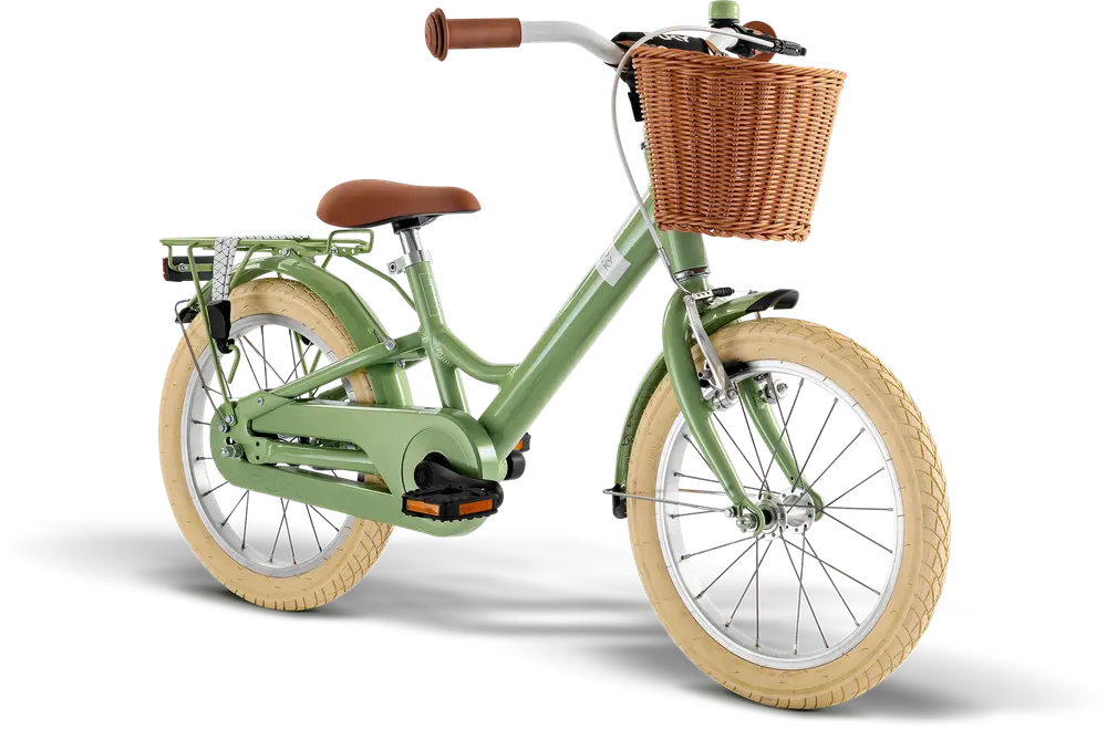 Youke Classic 16,Alu legecykel med kurv retro grøn