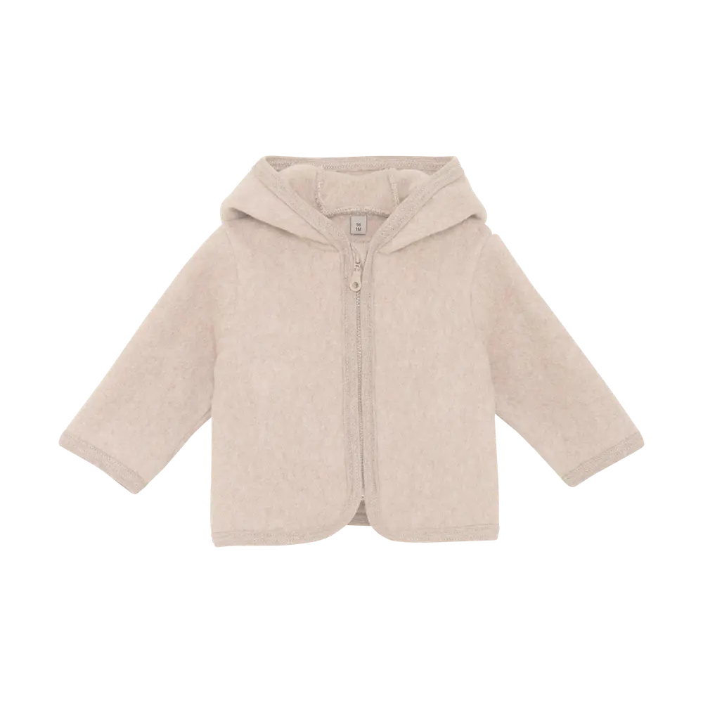 Jakke m. Ører - Bomuldsfleece - Camel Melange - 62