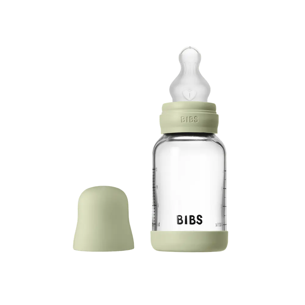 Glass baby bottle silicone 120 ml sage