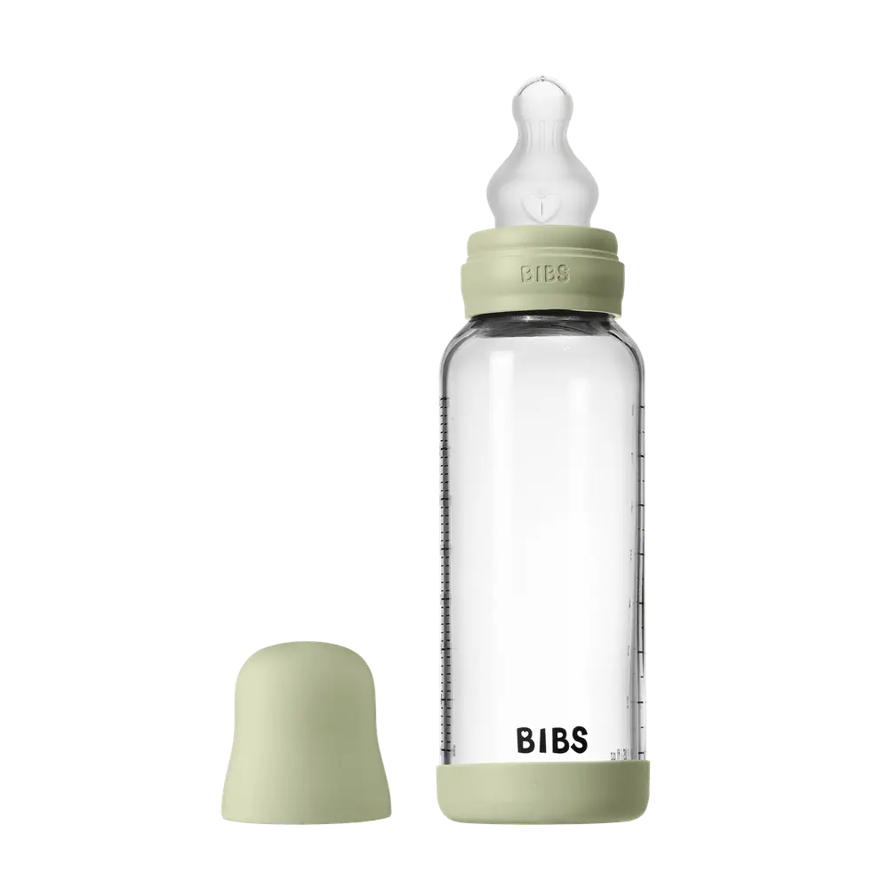 Glass baby bottle silicone 240 ml sage