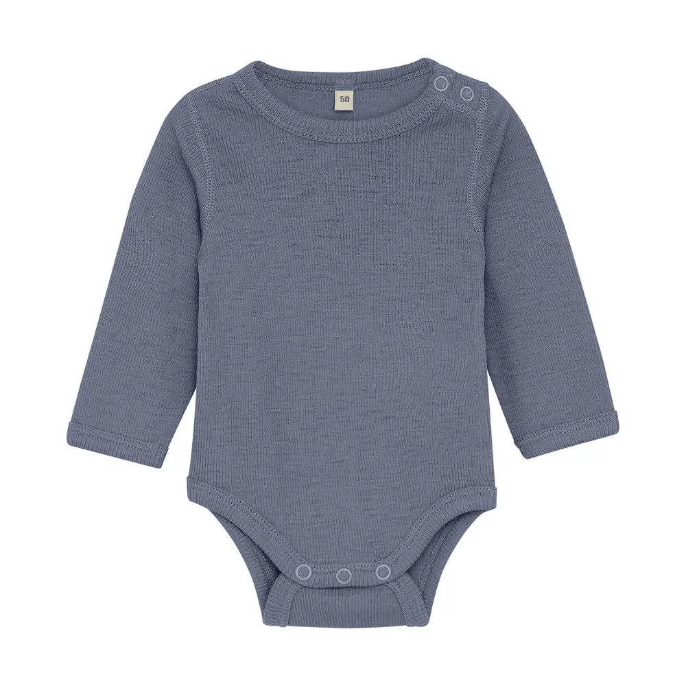 BeKids Langærmet Uld body - Folkstone Gray Melange - 90
