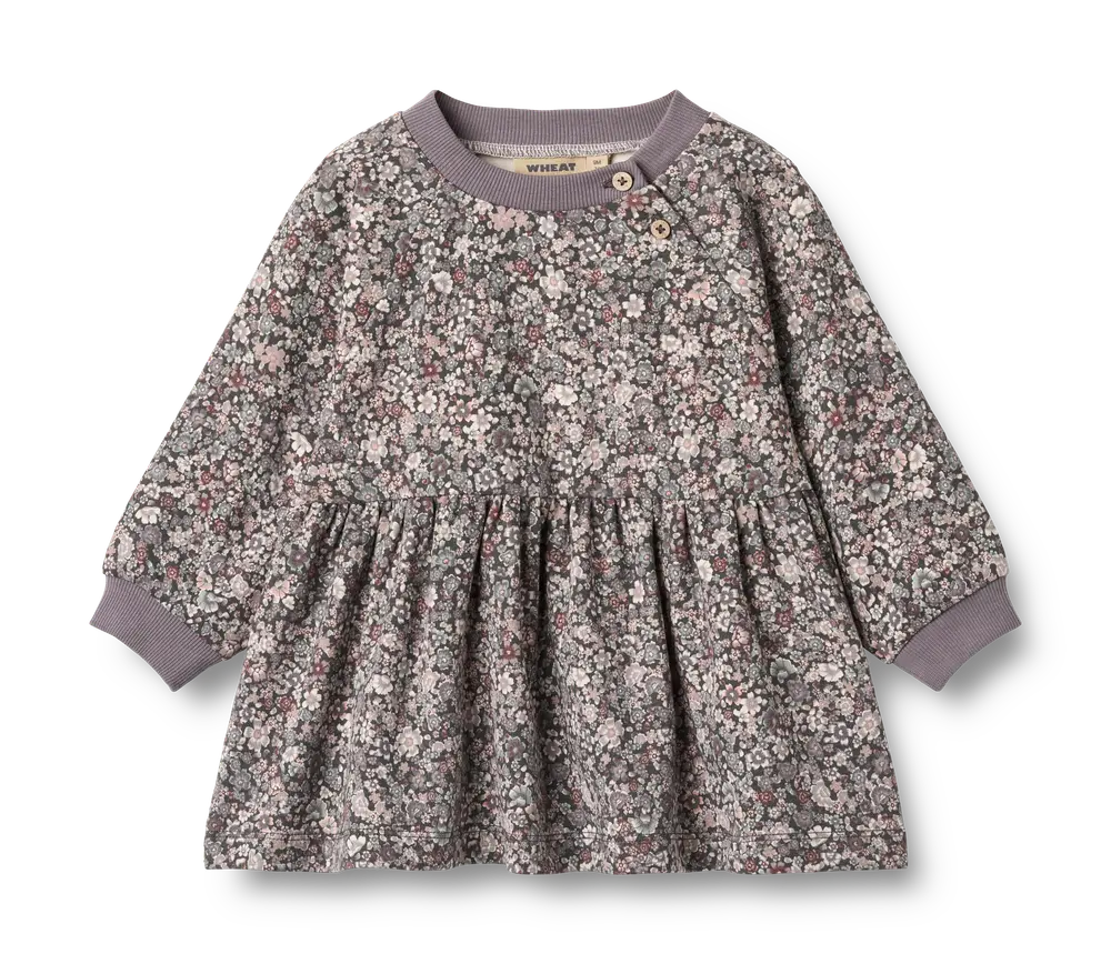Dorthea Jersey Kjole - Purple stone flowers - 6 MDR.