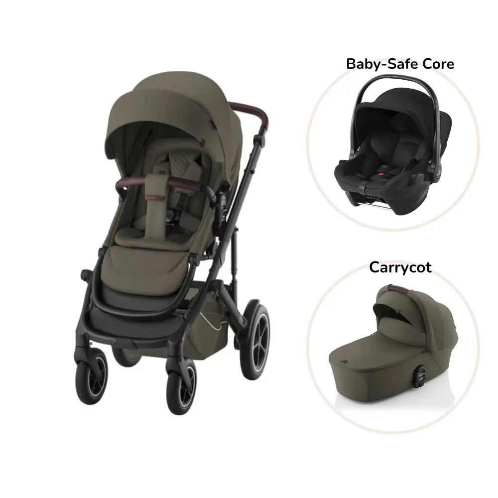 Britax Römer Smile 5Z Lux Kombivogn og Baby-Safe Core Autostol - Urban Olive/Space Black