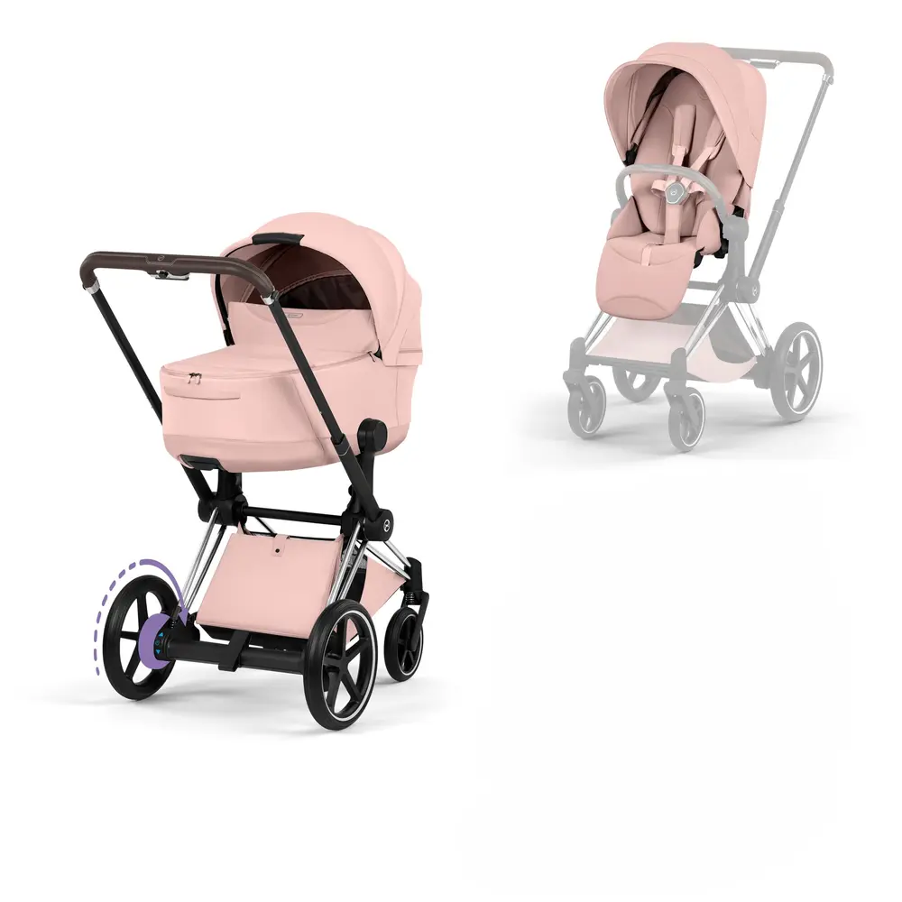 Cybex e-Priam Kombivogn - Style - Peach Pink/Chrome Brown