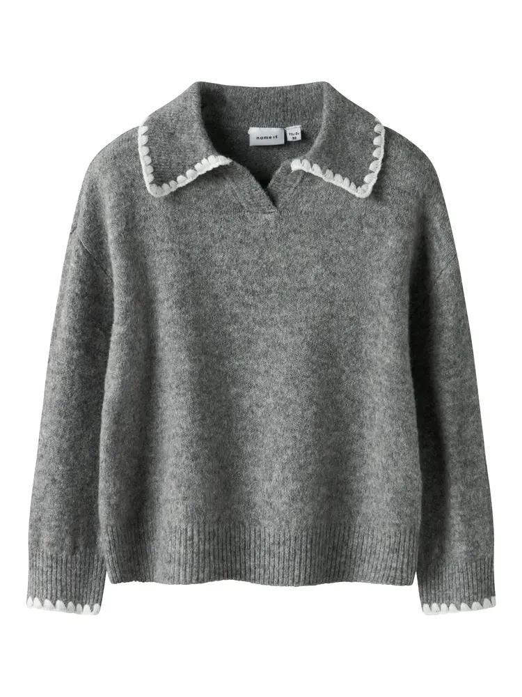 Rikasa Strikket Polo - Grey Melange  - 98
